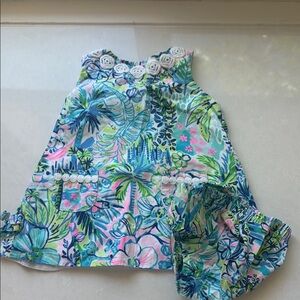 Lilly Pulitzer Tropical Floral Kids Dress - Blue, Green, Pink